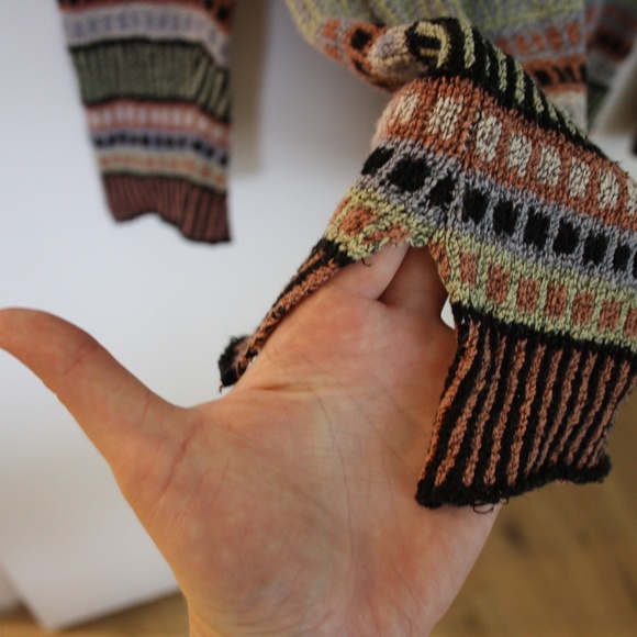 Vtg 90s cotton blend colorful pastel blk knit swea - Picture 7 of 7